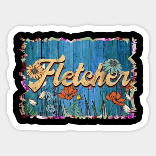 Retro Fletcher Name Flowers Limited Edition Proud Classic Styles Sticker